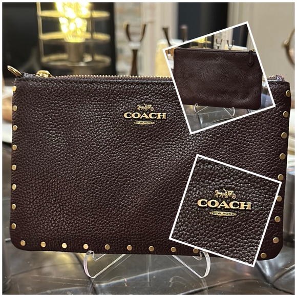 Coach | Bags | Authentic Coach Small Wristlet In Oxblood Wrivets Strap ...
